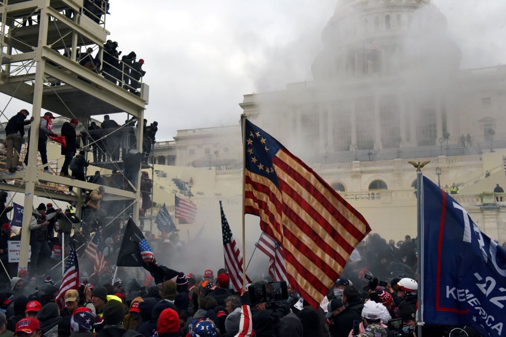 Supporters of U.S. President Donald Trump protest in front of the U.S. Capitol Building in Washington in this Jan. 6, 2021, file photo. (CNS/Reuters/Stephanie Keith)