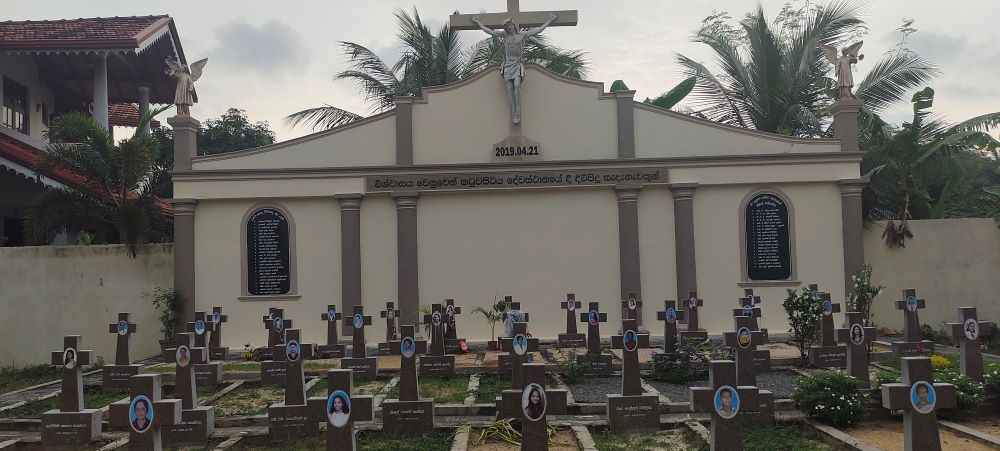 Victims of the 2019 Easter Sunday attacks were buried at St. Sebastian's Church in Negombo, Sri Lanka. More than 300 people died in the bombings, including about 150 at two Catholic churches. (NCR photo/Thomas Scaria)