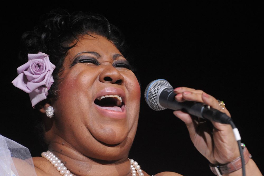 Aretha Franklin performs at a sold-out Radio City Music Hall show March 21, 2008. Franklin released "Young, Gifted and Black" in 1972. She died in 2018. (AP/Henny Ray Abrams)