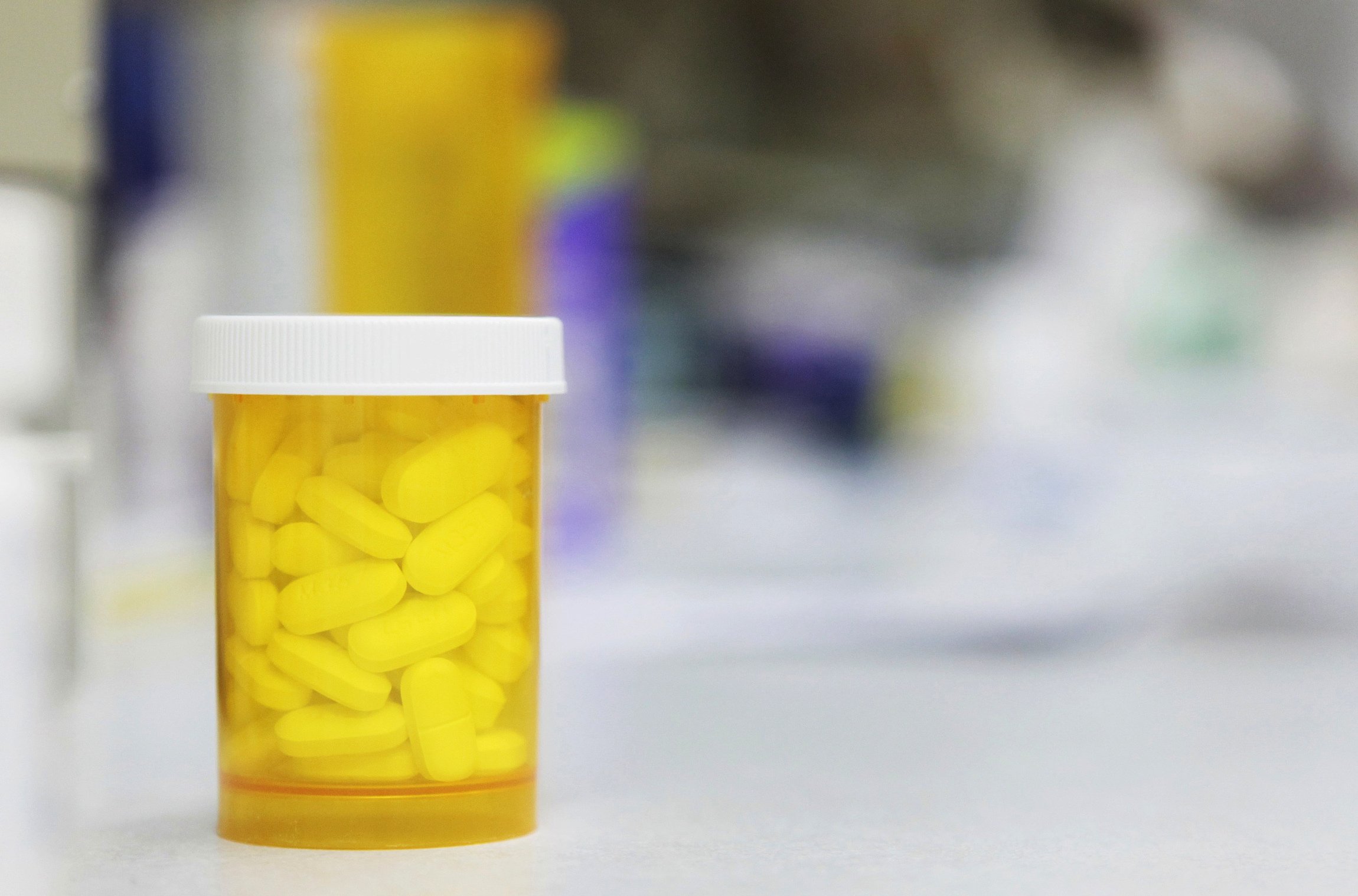 A bottle of prescription medication sits on a counter at a pharmacy in New York in this 2009 file photo. (CNS/Reuters/Lucas Jackson)