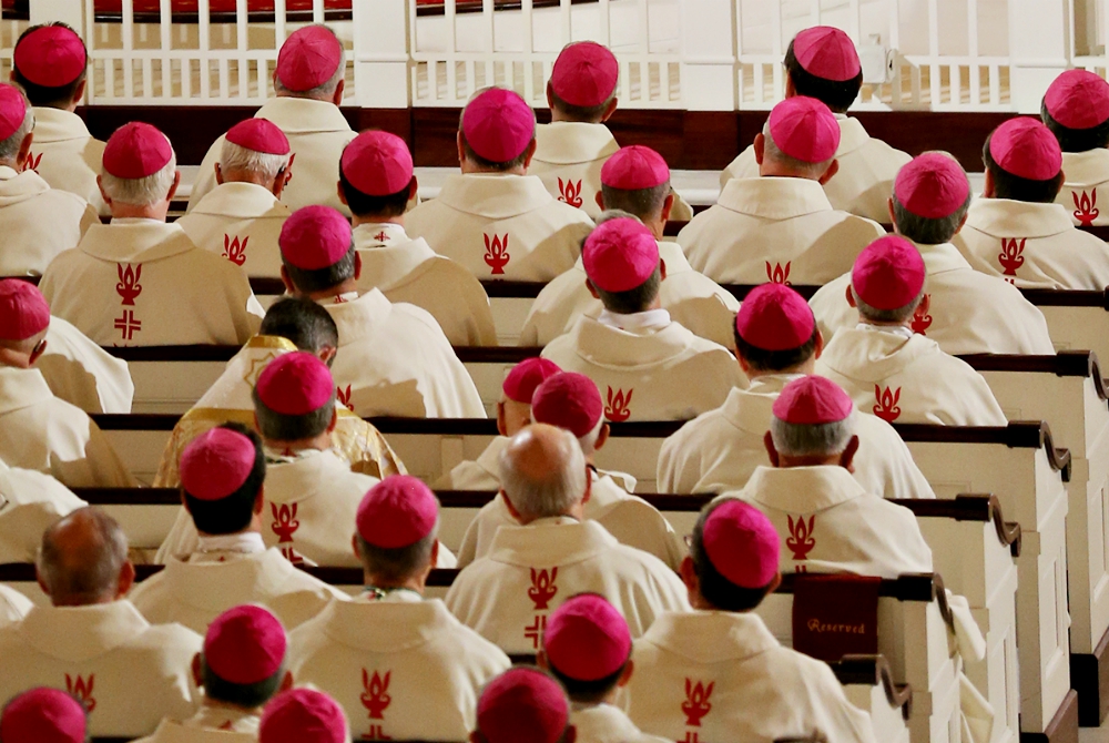 U.S. bishops listen to a homily during Mass at the Basilica of the National Shrine of the Assumption of the Blessed Virgin Mary in Baltimore on the eve of the November 2017 general assembly of the U.S. Conference of Catholic Bishops. (CNS/Bob Roller)