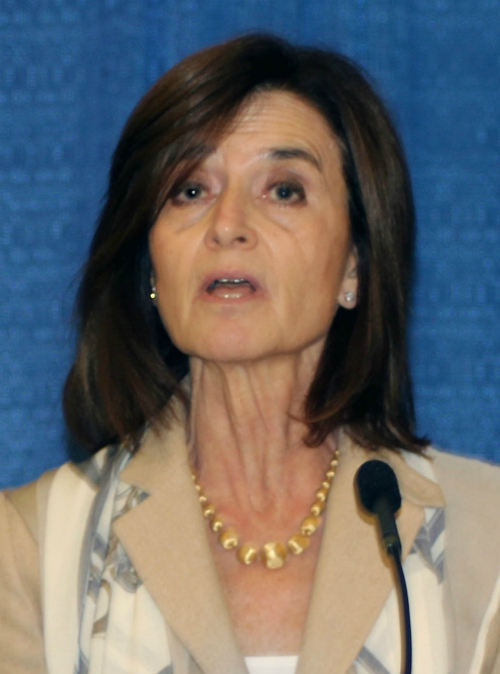 Camille Biros speaks during a November 2018 press conference in the Philadelphia Archdiocese. (CNS/CatholicPhilly.com/Matthew Gambino)