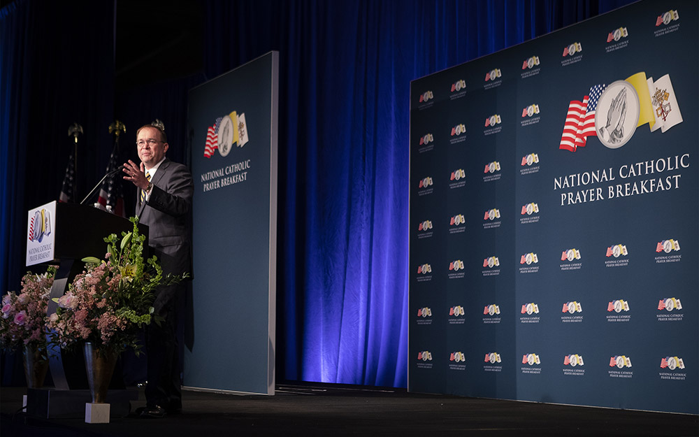 Mick Mulvaney, then chief of staff for the Trump White House, speaks April 23, 2019, during the National Catholic Prayer Breakfast in Washington. (CNS/Tyler Orsburn)