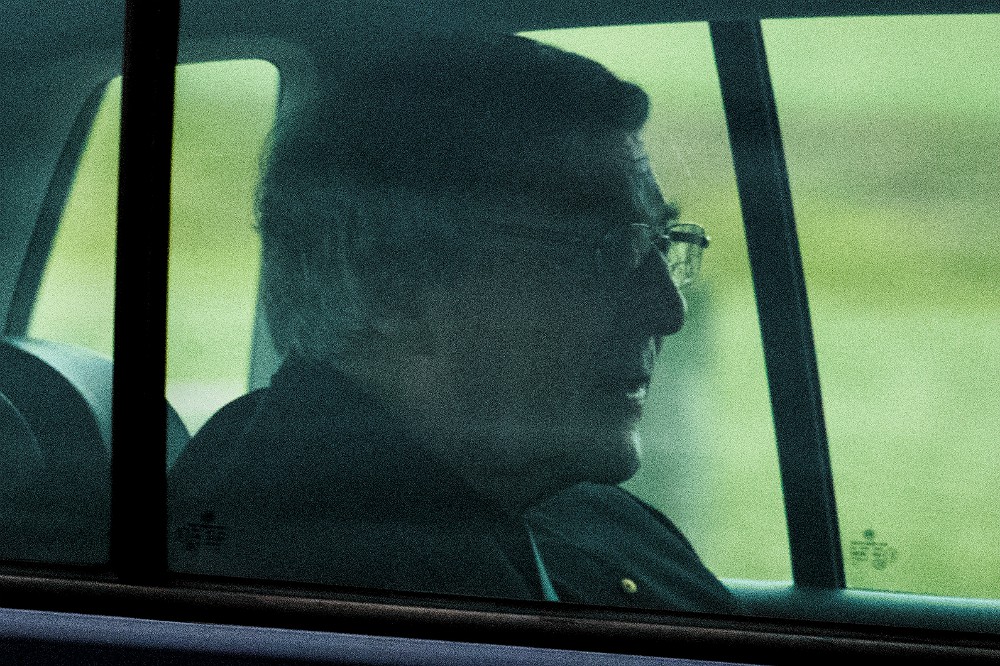 Cardinal George Pell is seen in a car after being released from Barwon prison in Geelong, Australia, April 7. (CNS/AAP Image via Reuters/James Ross)