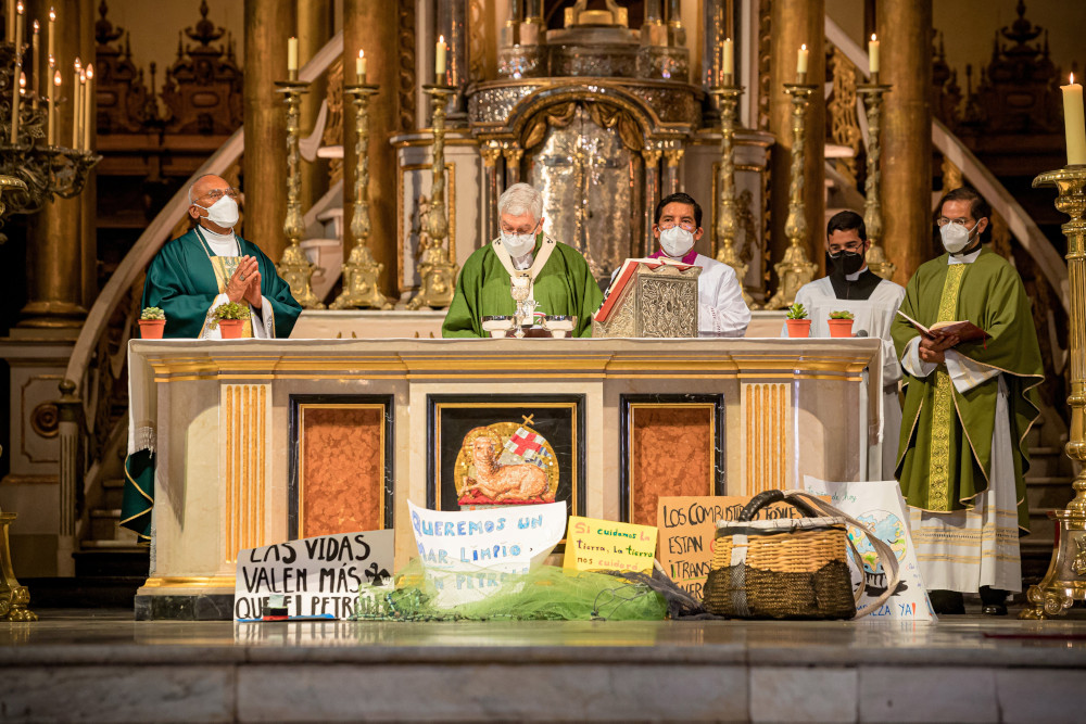 Archbishop Carlos Castillo Mattasoglio of Lima celebrates Mass in the city's cathedral on Feb. 13, 2022. (CNS/courtesy Archdiocese of Lima)