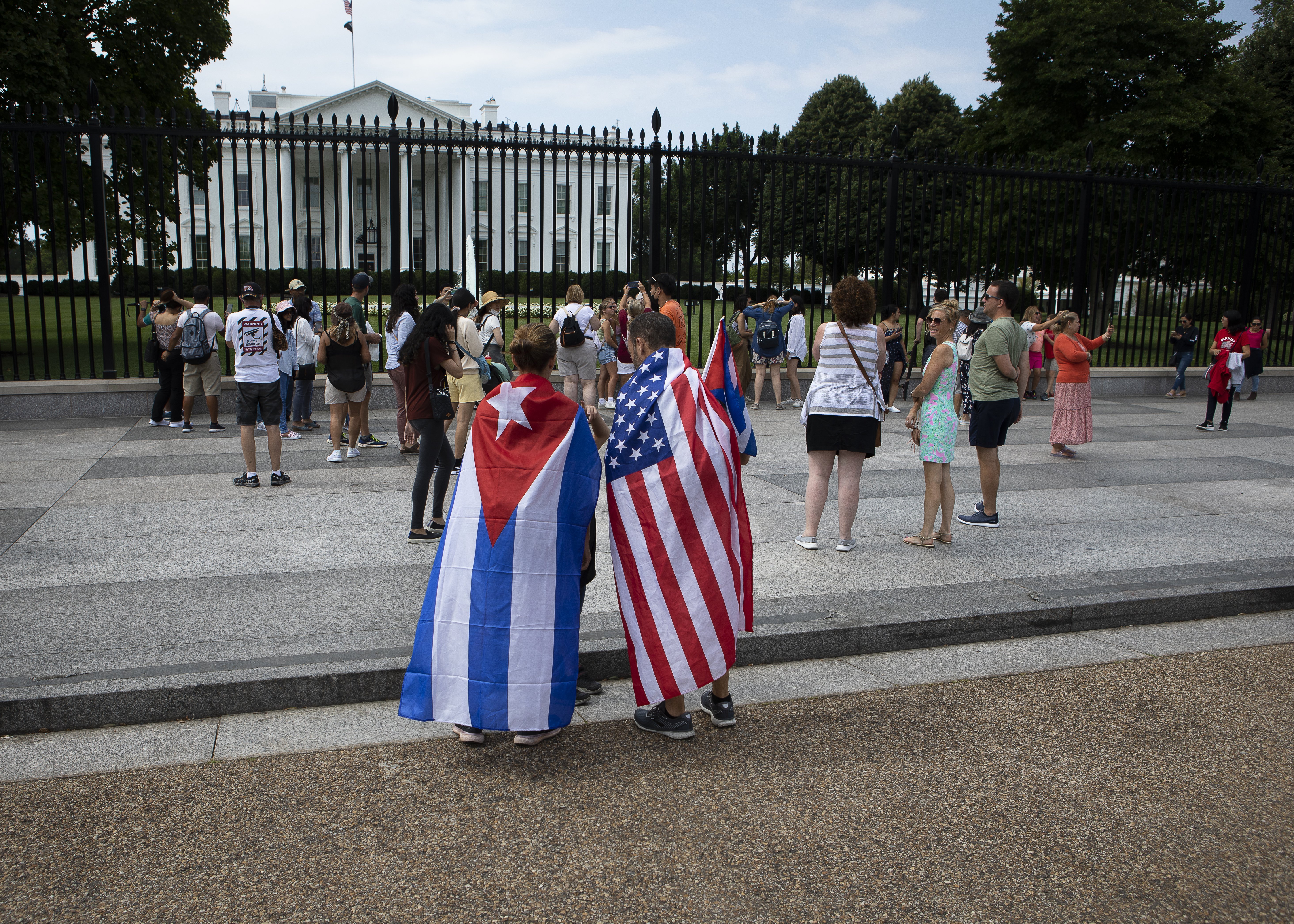 People gather near the White House in Washington July 25, 2021. (CNS photo/Tyler Orsburn)