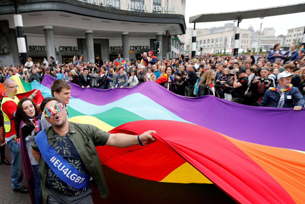 People take part in the annual Belgian LGBT Pride Parade in central Brussels in this May 19, 2018, file photo. (CNS photo/Francois Lenoir, Reuters)