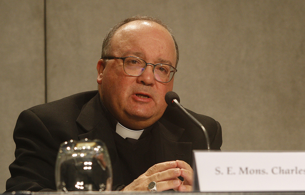 Archbishop Charles Scicluna of Malta speaks at a news conference presenting Pope Francis' document Vos Estis Lux Mundi ("You are the light of the world") at the Vatican May 9, 2019. (CNS/Robert Duncan)