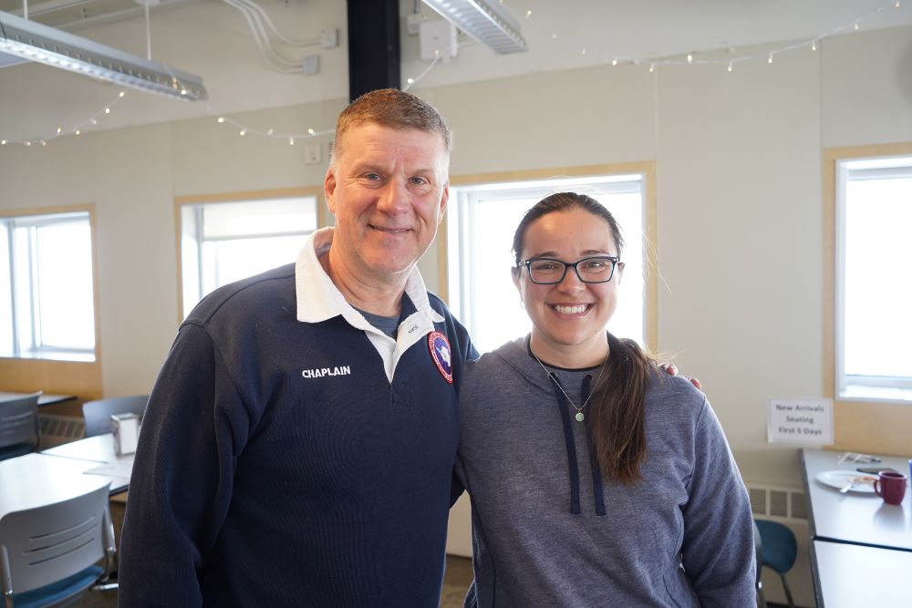 Chaplain Donny Chamberlin, left, and Elaine Krebs in Antarctica. (RNS photo/Courtesy of Elaine Krebs)