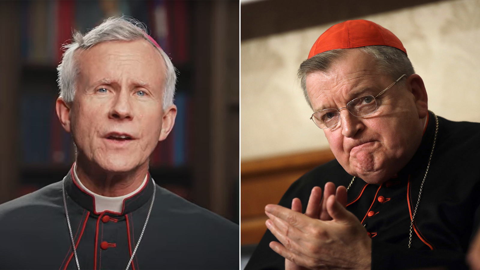 Bishop Joseph Strickland, left, and Cardinal Raymond Burke. 