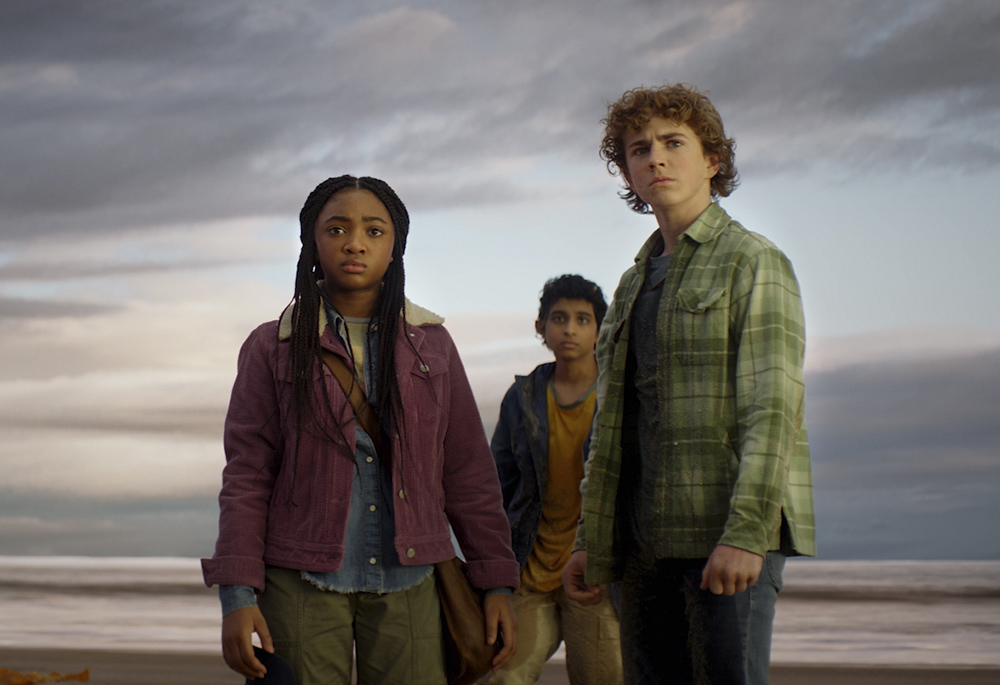 "Percy Jackson and the Olympians" on Disney+ stars Walker Scobell as Percy Jackson, Leah Jeffries as Annabeth and Aryan Simhadri as Grover. (Courtesy of Disney)