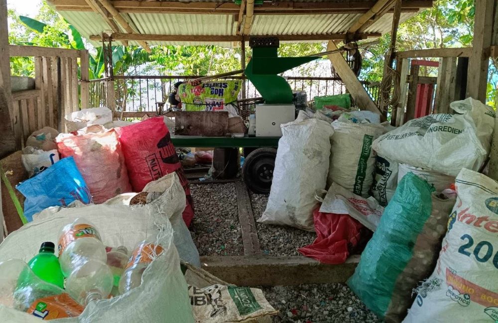 Bags of discarded plastic