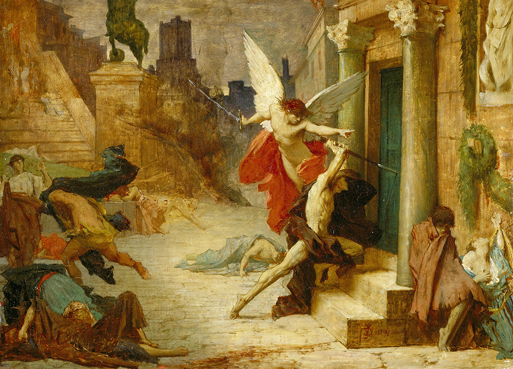 "The Plague in Rome," an 1869 painting by Jules Elie Delaunay (Artvee)
