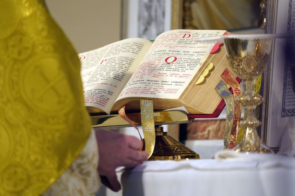 A sacramentary is seen on the altar during a traditional Tridentine Mass July 18, 2021, at St. Josaphat Church in the Queens borough of New York City. 