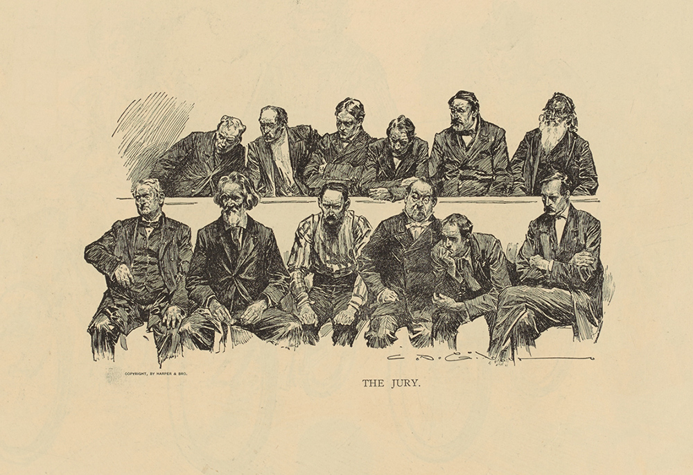 "The jury" (1893-1900) by Charles Dana Gibson (Artvee)