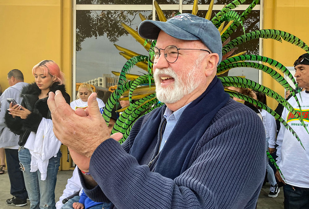 Jesuit Fr. Greg Boyle at Homeboy Industries. Each year, the program he founded serves nearly 10,000 people in Los Angeles, offering a sanctuary of support and a pathway to a better life for formerly incarcerated and gang-involved individuals. (Courtesy of Paul Steinbroner)