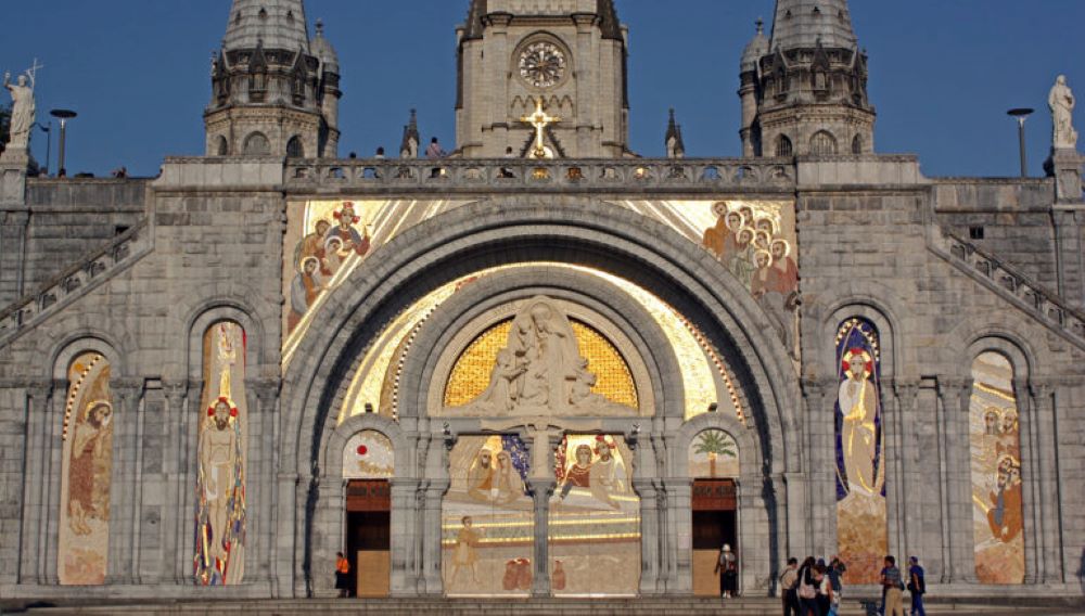 The facade of the Basilica of Our Lady of the Rosary in Lourdes, France, has mosaics by Fr. Marko Ivan Rupnik. 