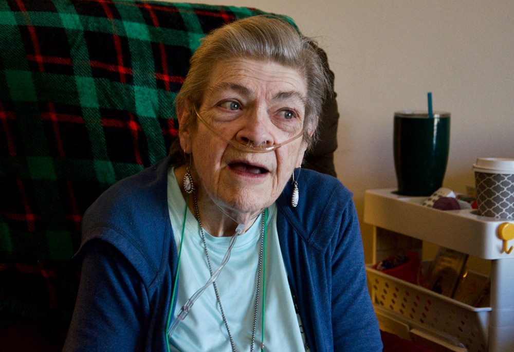 Sr. Carol Eden, of the Sisters of the Blessed Sacrament, talks March 21, about the pain of leaving the order’s motherhouse and the joy they've found since. (GSR photo/Dan Stockman)