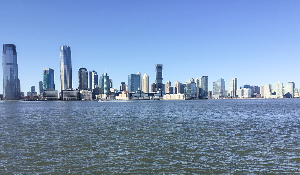 The skyline of Jersey City, New Jersey, is seen from Manhattan, New York. (Wikimedia Commons/Kidfly182)