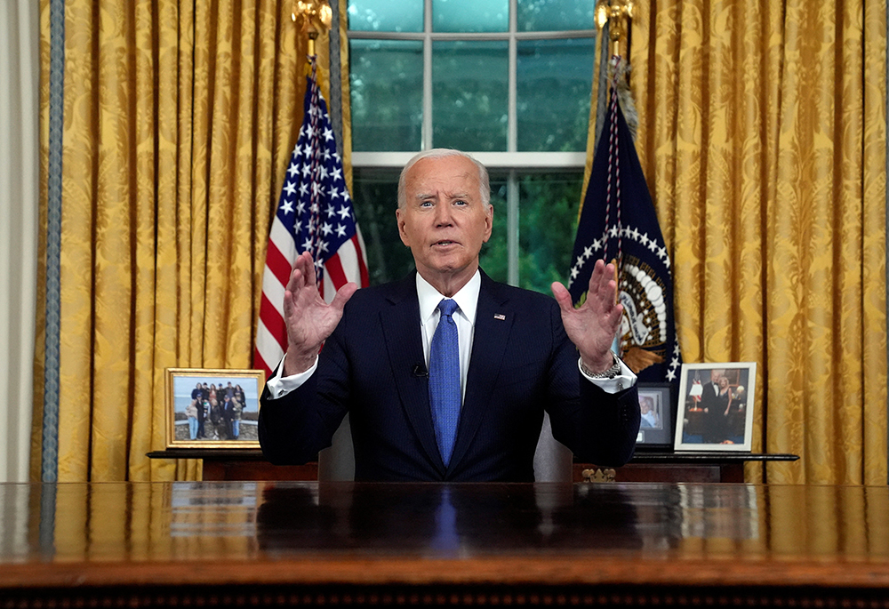 U.S. President Joe Biden addresses the nation from the Oval Office of the White House, July 24 in Washington, about his decision to drop his Democratic presidential reelection bid. (OSV News/Reuters/Evan Vucci)