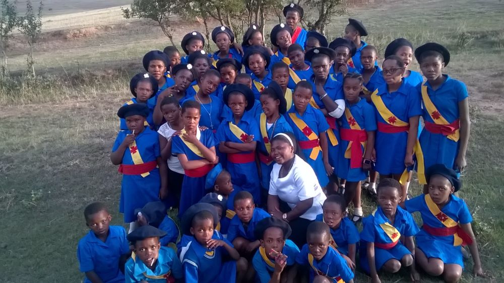 Sr. Agnes Motake is seen with children in the group Soldiers of Christ the King. 