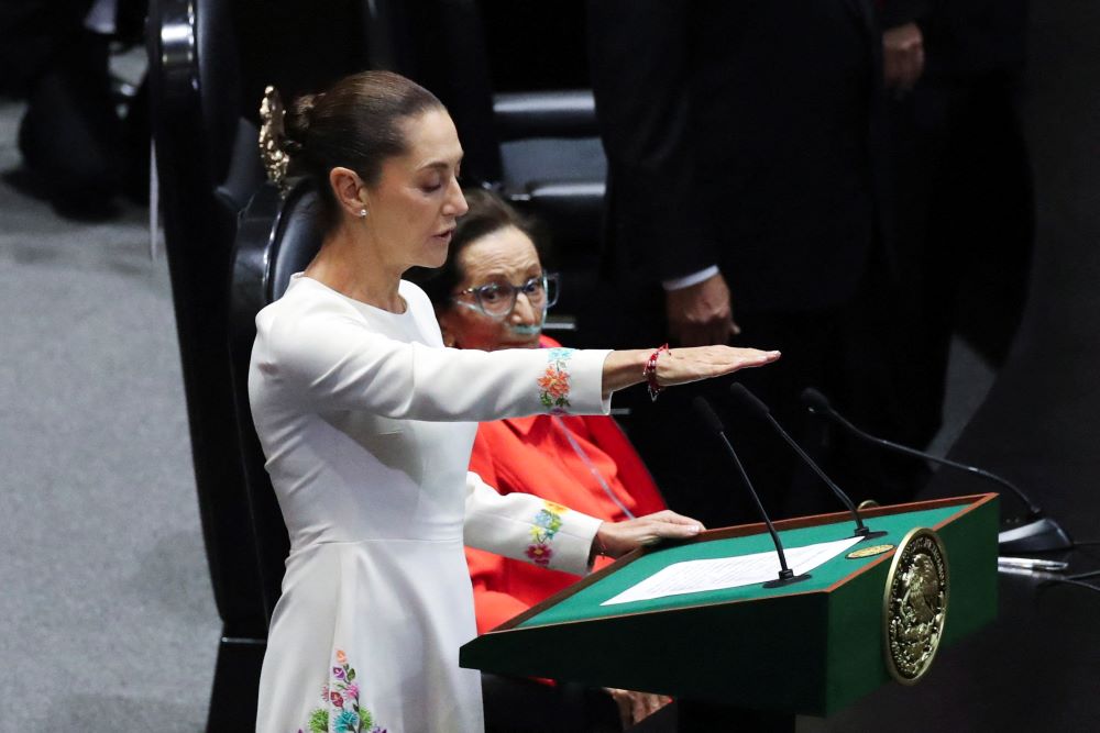 Claudia Sheinbaum takes the oath as Mexico's new president.