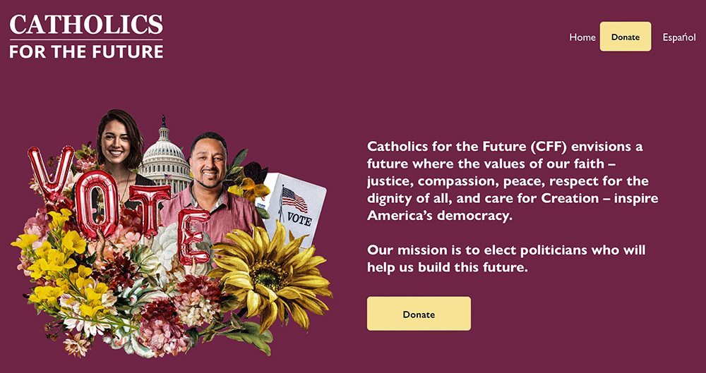 A screenshot of the Catholics for the Future website (NCR screenshot)