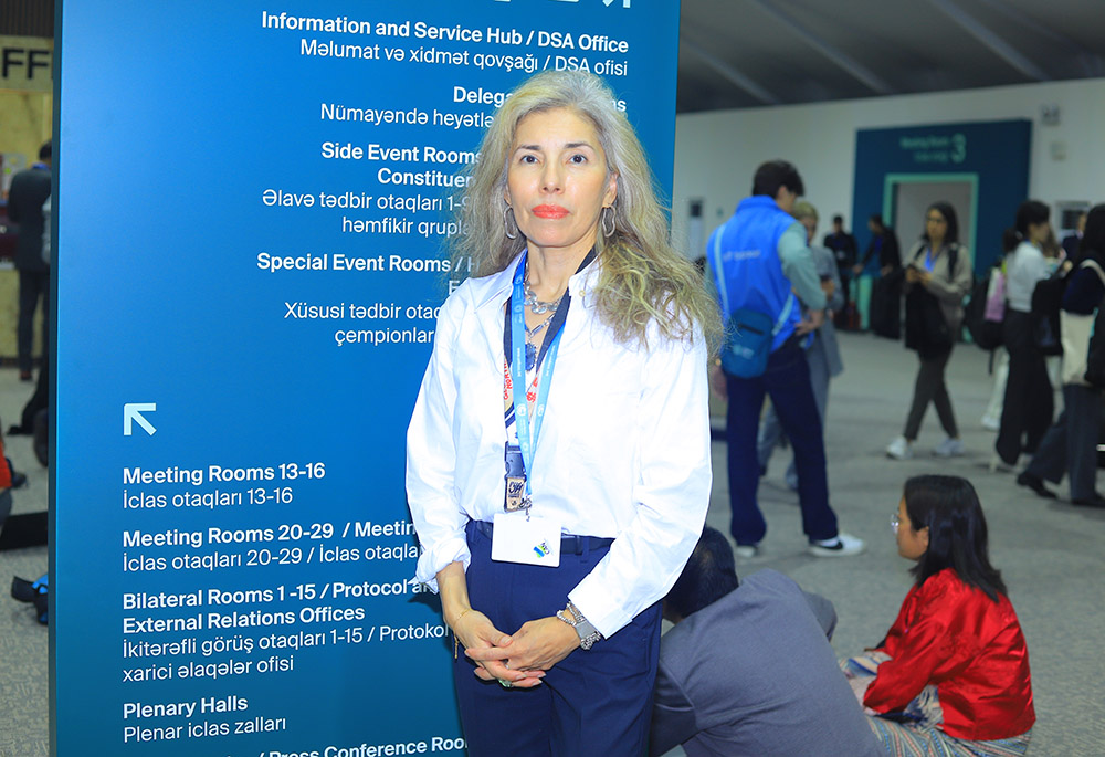 Gina Castillo, senior climate policy adviser at Catholic Relief Services, is pictured during COP29 in Baku, Azerbaijan, on Nov. 11-22. (NCR photo/Doreen Ajiambo)