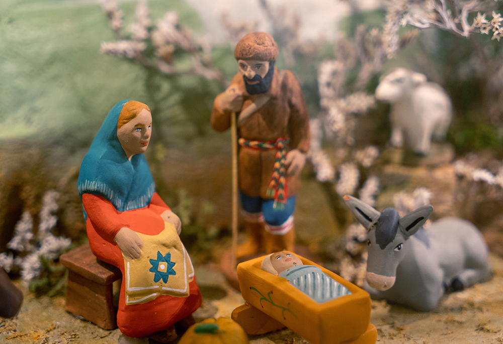 A Nativity set from the Charlevoix region of Canada's Quebec province is displayed at the University of Dayton in Ohio Dec. 2, 2019. The feast of the Holy Family is traditionally celebrated the Sunday after Christmas. (CNS/Katie Rutter)