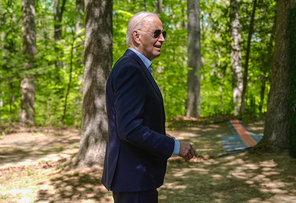 President Joe Biden is pictured after speaking at Prince William Forest Park on Earth Day, April 22, in Triangle, Virginia. In July Biden made a nearly unprecedented decision to end his 2024 reelection campaign. (AP/Manuel Balce Ceneta)