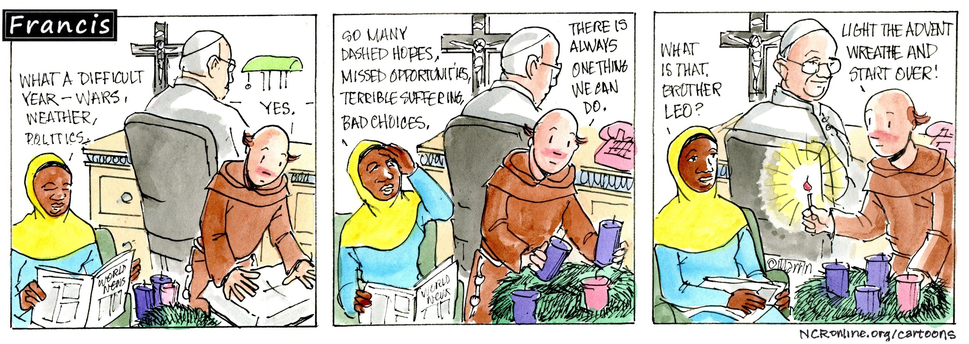 Francis, the comic strip: Even after a difficult year, there's always one thing we can do.