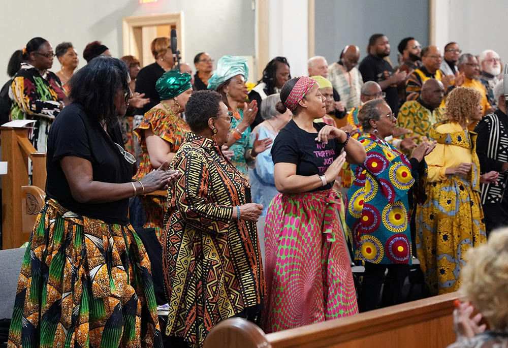 More than 80 musicians of the Black Catholic Ministries Gospel Choir perform at a concert in November 2024 at Sacred Heart Church in Detroit. (BCM/Detroit Catholic/Izzy Cortese)