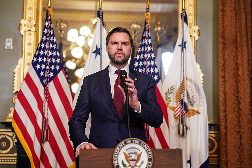 U.S. Vice President JD Vance speaks during the swearing in ceremony of CIA Director John Ratcliffe Jan. 23, 2025. (OSV News/Reuters/Nathan Howard)