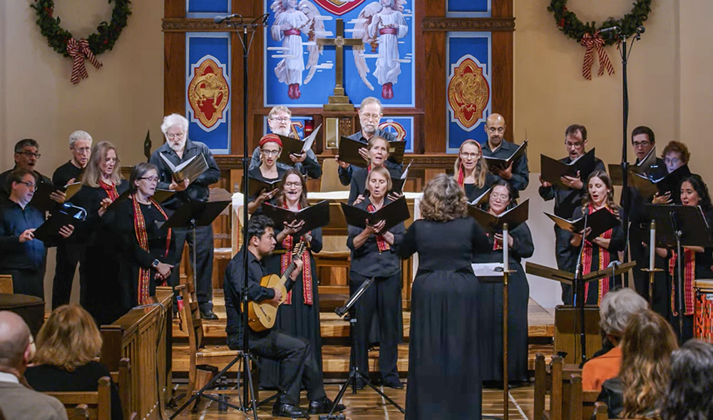 The Jouyssance Early Music Ensemble performs "Convidando esta la noche," the closing song for "Spirit Child." (NCR screenshot/YouTube/Matthew Ian Welch)