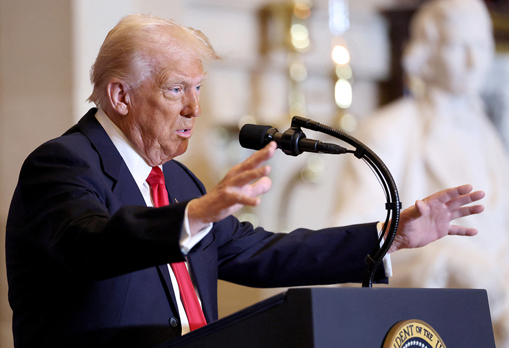 U.S. President Donald Trump speaks during the annual National Prayer Breakfast at the U.S. Capitol Feb. 6 in Washington. (OSV News/Reuters/Kevin Lamarque)