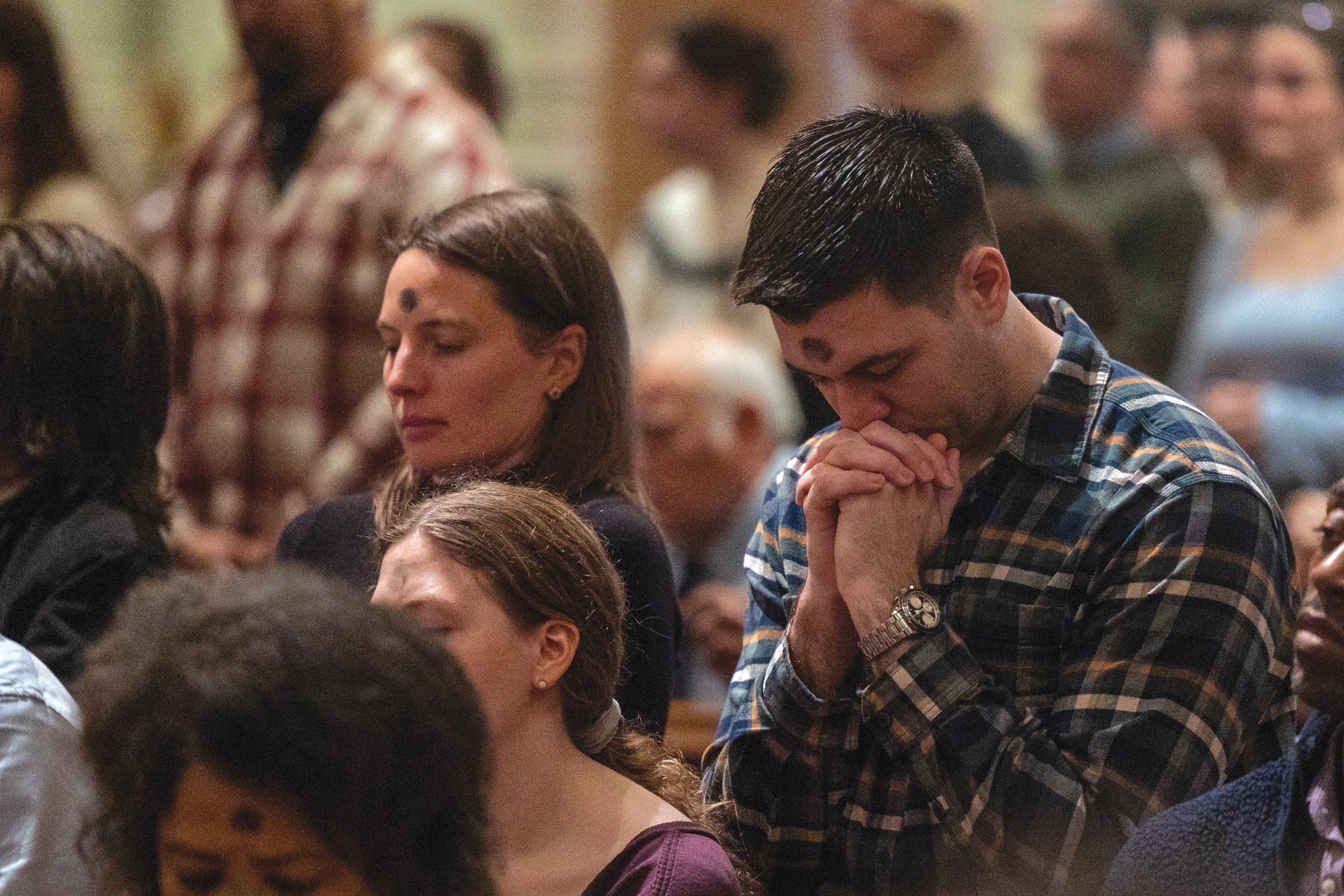 People pray during Ash Wednesday Mass March 5, 2025, at the Cathedral of St. Matthew the Apostle in Washington. (OSV News photo/Mihoko Owada, Catholic Standard)