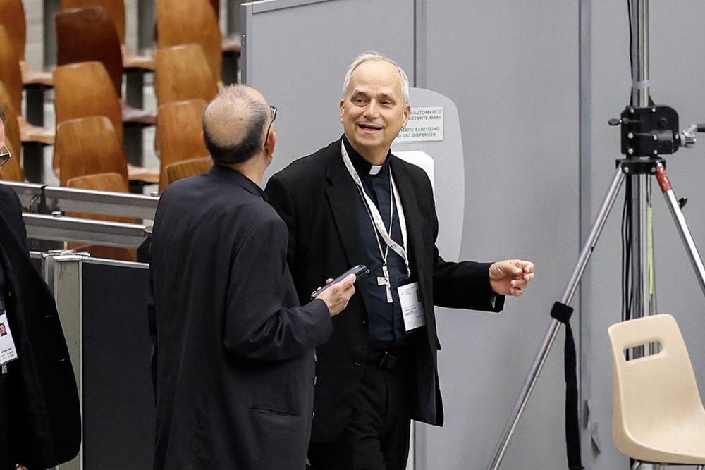 Chicago-born Cardinal Robert Prevost arrives in the Paul VI Audience Hall to attend a morning session of the synod on synodality at the Vatican Oct. 21, 2024. (CNS/Lola Gomez)