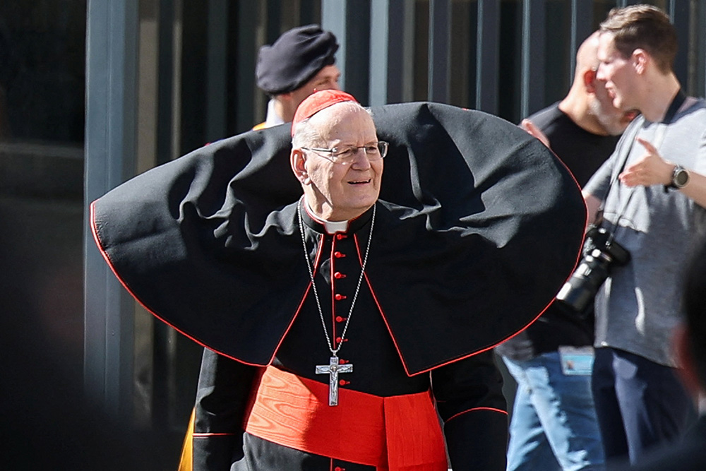 Hungarian Cardinal Peter Erdo of Esztergom-Budapest arrives at the Vatican April 22, 2025, following the death of Pope Francis. (OSV News/Reuters/Mohammed Salem)