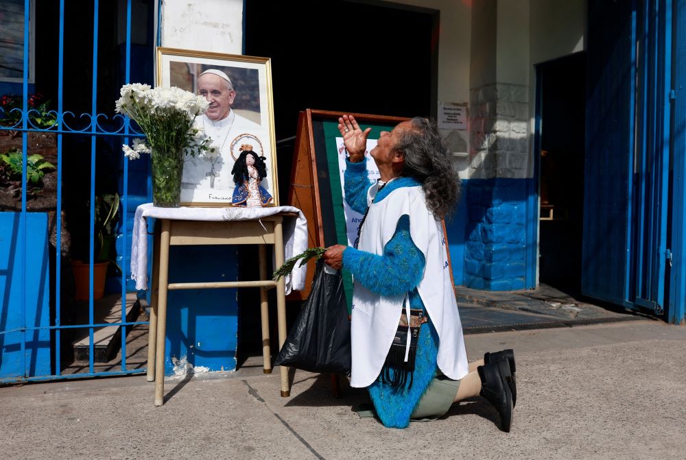 Woman prays.
