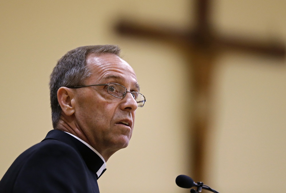 Bishop Charles Thompson speaks after he is introduced as the new archbishop of Indianapolis on June 13, 2017, in Indianapolis. 