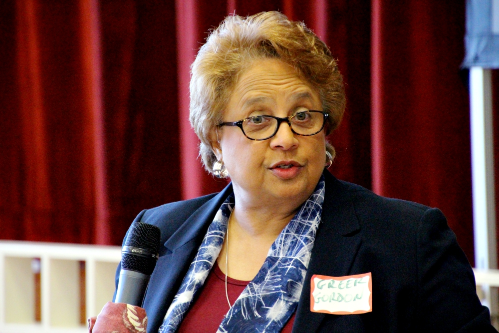 Greer Gordon, retired director of the Office of Evangelization at the Diocese of Baton Rouge, Louisiana, speaks to the "Grappling With the Sin of Racism" conference Jan. 20 in Charlottesville, Virginia. (James C. Webster)