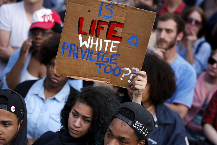 Protesters against police violence march toward the White House in Washington April 29. (Newscom/Reuters/Jonathan Ernst)