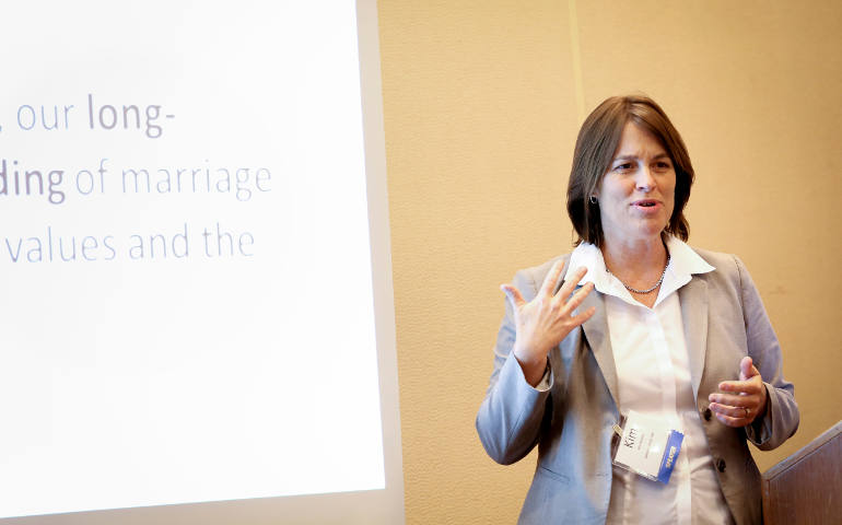 Kim Daniels gives a presentation on communications during the Catholic Media Conference in Denver in this June 19, 2013, file photo. Daniels, a former spokesperson for the president of the United States Conference of Catholic Bishops, was among 16 new members appointed by Pope Francis to the Vatican's Secretariat for Communications. (CNS photo/Nancy Phelan Wiechec)