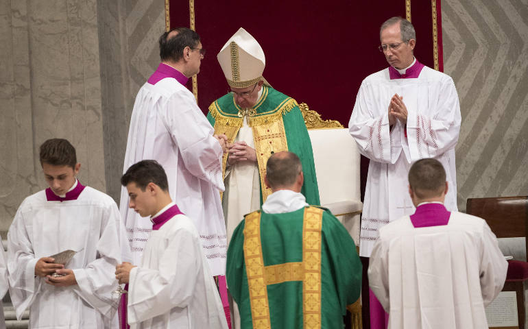 Pope Francis leads vespers for the Day of Prayer for the Care of Creation in St. Peter's Basilica at the Vatican Sept. 1. (CNS photo/Maurizio Brambatti, EPA)