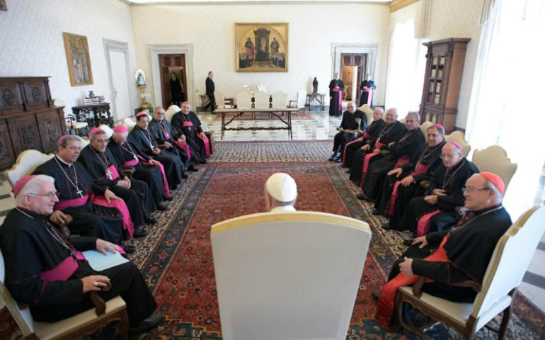 Pope Francis meets with Cuban bishops during their "ad lumina" visit to the Vatican May 4. (CNS/L'Osservatore Romano)