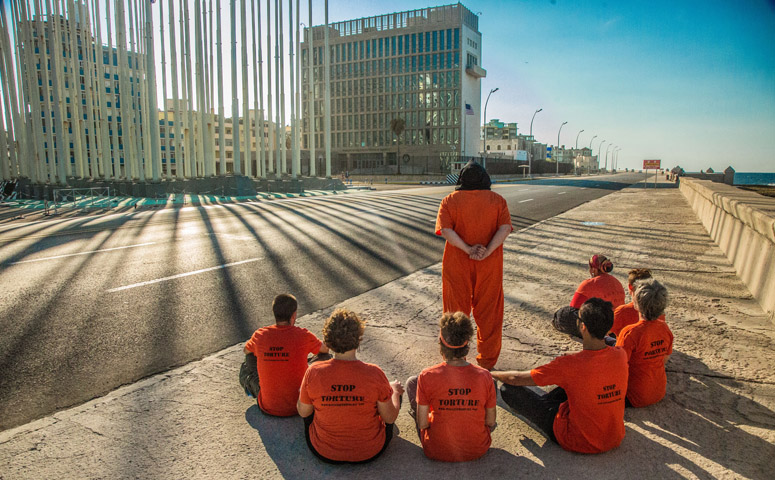 Witness Against Torture members protest against the US detention camp in Guantánamo Bay, Cuba. (Justin Norman)