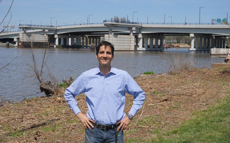 Scott Kratz at the future site of the 11th Street Bridge Park (NCR photo/Vinnie Rotondaro)