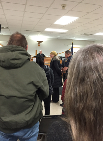 Mary Anne Grady Flores, handcuffed in court Jan. 19 in East Syracuse, N.Y. (Ellen Grady)