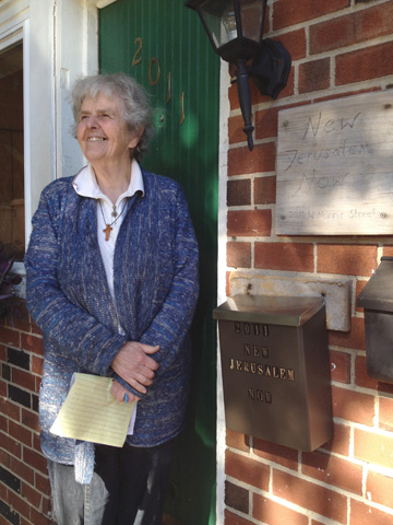 Sr. Margaret McKenna at one of the New Jerusalem Now houses in North Philadelphia