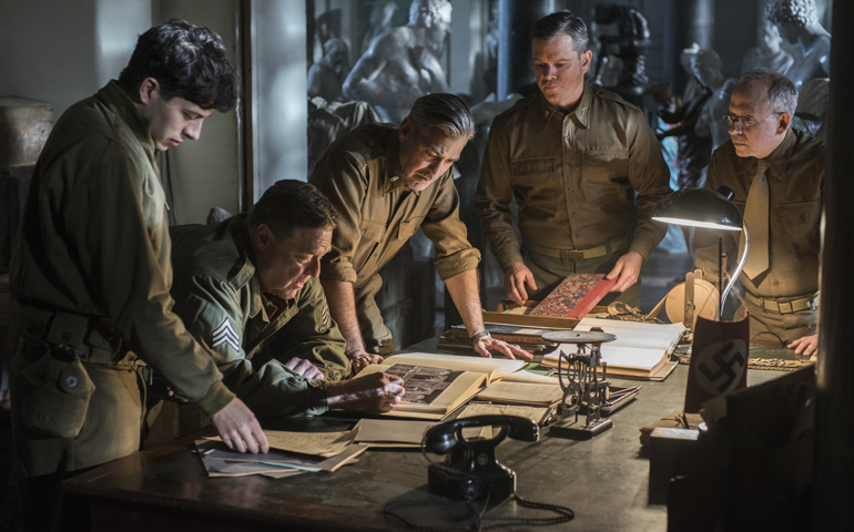 From left: Dimitri Leonidas, John Goodman, George Clooney, Matt Damon and Bob Balaban star in "The Monuments Men." (© 2013 Columbia Pictures Industries, Inc. and Twentieth Century Fox Film Corporation)